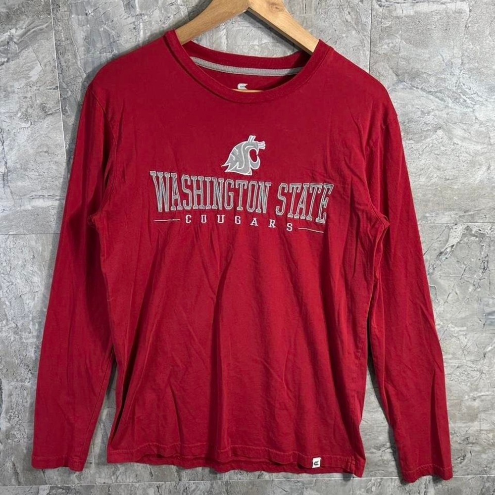 Washington State Cougars Burgundy Champion Campus Long Sleeve crew Neck Tee M - Picture 1 of 7